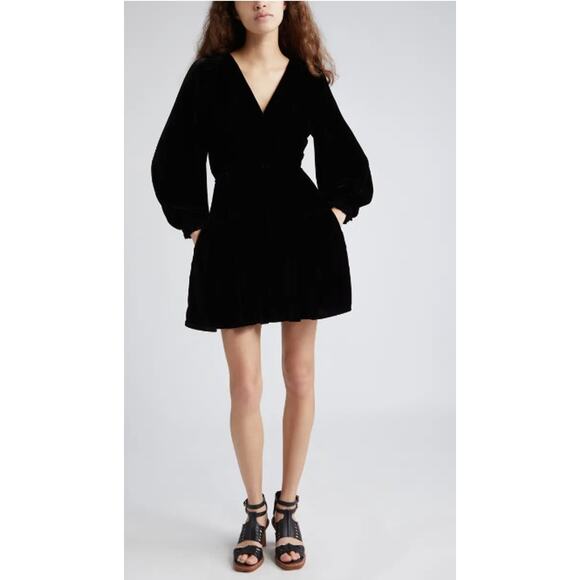 Ulla Johnson Audrey Long Sleeve Velvet Minidress Size 0‎ - Picture 2 of 9